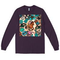 Plum western cowgirl seamless pattern Long Sleeve Tee - BundleAndBundleShop