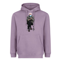 Lavender bernie sitting in the cold with mittens meme Heavyweight Hoodie - artisFamous