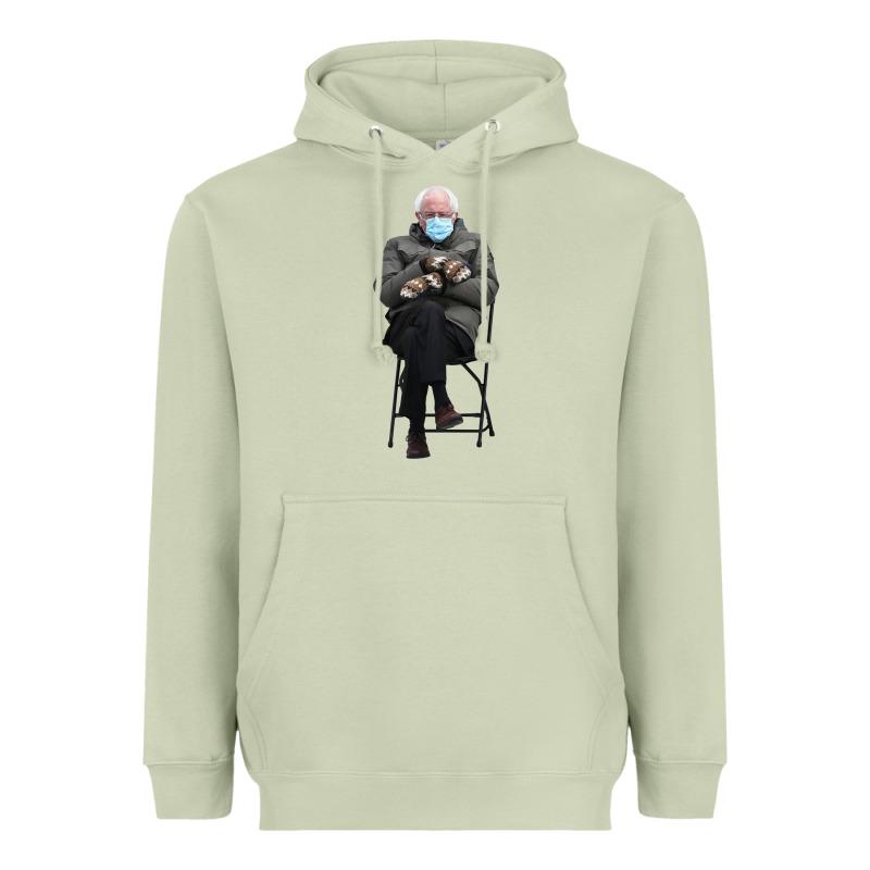 Bernie Sitting In The Cold With Mittens Meme Heavyweight Hoodie by artisFamous | Teevron