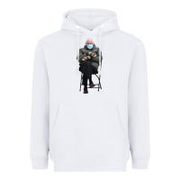 White bernie sitting in the cold with mittens meme Heavyweight Hoodie - artisFamous
