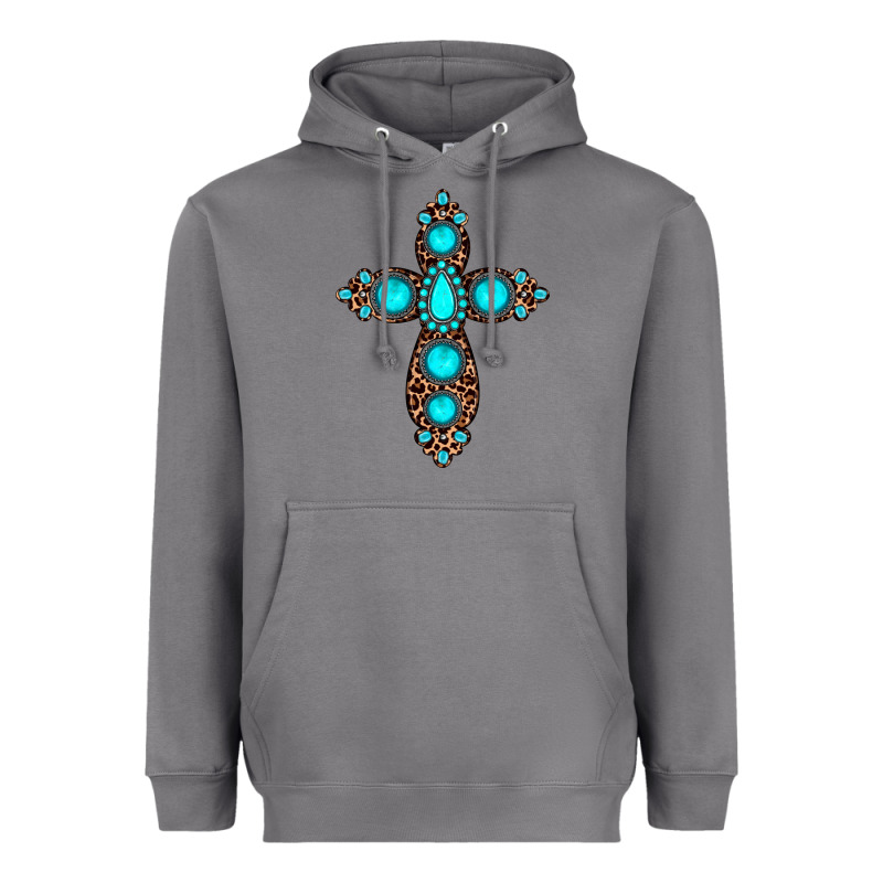 Gemstone Leopard Cross Heavyweight Hoodie by JahusDesignShop | Teevron