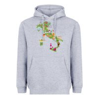 Heather Grey Italy map Heavyweight Hoodie - artisFamous