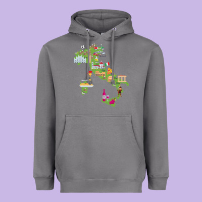 Italy Map Heavyweight Hoodie Designed By Artisfamous
