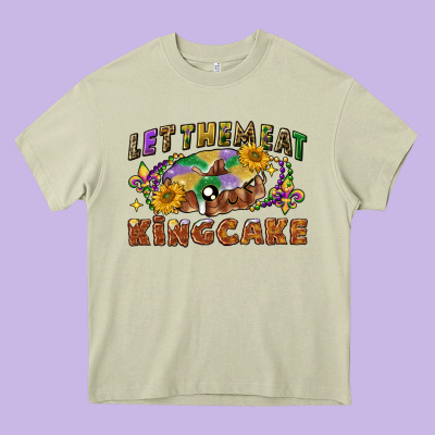 Let Them Eat King Cake Heavy Core Tee Designed By Cowgirlartshop