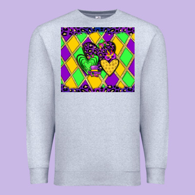 Mardi Gras Hearts Premium Sweatshirt Designed By Jahusdesignshop