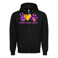 Black peace love dogs Zipper Hoodie - AdoDesignShop
