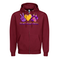 Burgundy peace love dogs Zipper Hoodie - AdoDesignShop