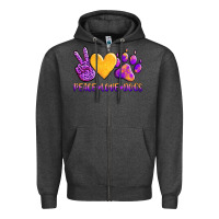 Charcoal Heather peace love dogs Zipper Hoodie - AdoDesignShop