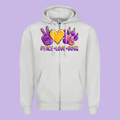 Peace Love Dogs Zipper Hoodie Designed By Adodesignshop