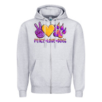 Heather Grey peace love dogs Zipper Hoodie - AdoDesignShop