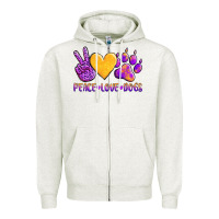 Oatmeal Heather peace love dogs Zipper Hoodie - AdoDesignShop