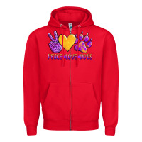 Red peace love dogs Zipper Hoodie - AdoDesignShop