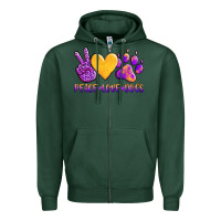 Sports Green peace love dogs Zipper Hoodie - AdoDesignShop