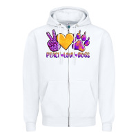 White peace love dogs Zipper Hoodie - AdoDesignShop