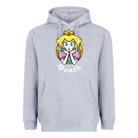 Heather Grey peach graphic Heavyweight Hoodie - artisFamous