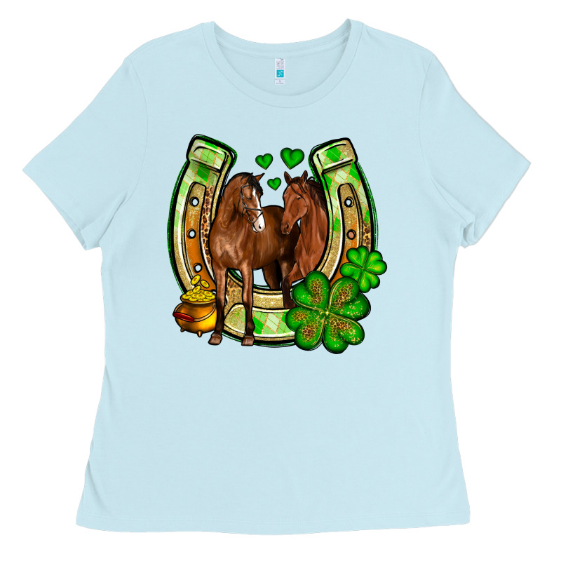St. Patrick's Day Horse Horseshoe Ladies Tee by OliviaCreatesArt | Teevron