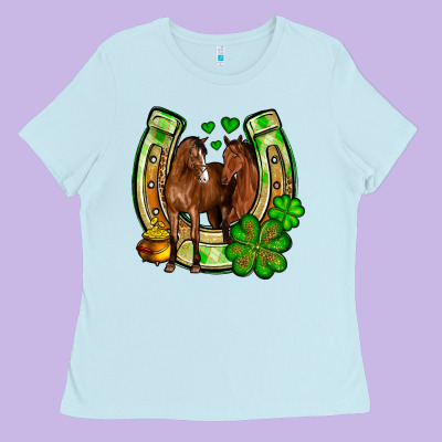 St. Patrick's Day Horse Horseshoe Ladies Tee Designed By Oliviacreatesart
