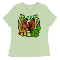 Matcha St. Patrick's Day horse horseshoe Ladies Tee - OliviaCreatesArt