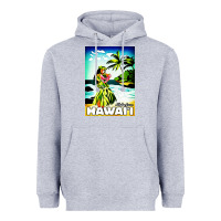 Heather Grey hawaii hula girl Heavyweight Hoodie - artisFamous