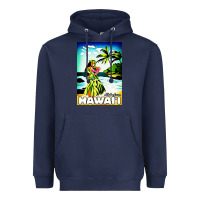 Navy hawaii hula girl Heavyweight Hoodie - artisFamous