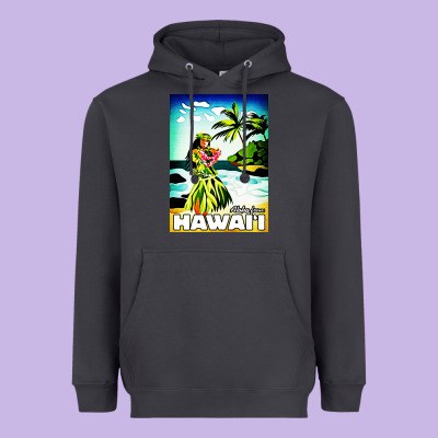 Hawaii Hula Girl Heavyweight Hoodie Designed By Artisfamous