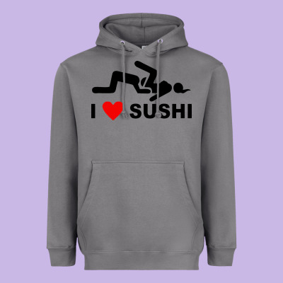 I Love Sushi Funny Heavyweight Hoodie Designed By Artisfamous