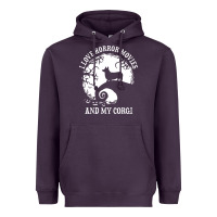 Plum i love horror movies and my corgi funny corgi Heavyweight Hoodie - artisFamous