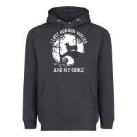 Smoke i love horror movies and my corgi funny corgi Heavyweight Hoodie - artisFamous