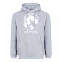 Heather Grey i love horror movies and my corgi funny corgi Heavyweight Hoodie - artisFamous
