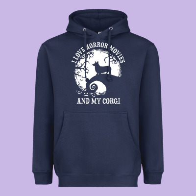 I Love Horror Movies And My Corgi Funny Corgi Heavyweight Hoodie Designed By Artisfamous