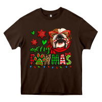 Chocolate Brown merry pawmas christmas bulldog Heavy Core Tee - Jasminsmagicworld