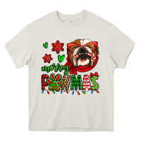 Cream merry pawmas christmas bulldog Heavy Core Tee - Jasminsmagicworld