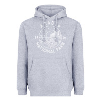 Heather Grey a.ca.di.a national park 1916 mai.ne bar harbor t sh Heavyweight Hoodie - artisFamous