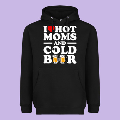 I Love Heart Hot Moms Cold Beer Funny Adult Drinking Joke Heavyweight Hoodie Designed By Artisfamous