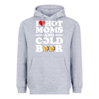 Heather Grey i love heart hot moms cold beer funny adult drinking joke Heavyweight Hoodie - artisFamous
