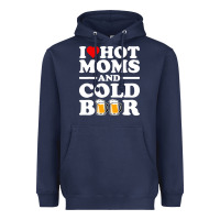 Navy i love heart hot moms cold beer funny adult drinking joke Heavyweight Hoodie - artisFamous
