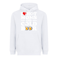 White i love heart hot moms cold beer funny adult drinking joke Heavyweight Hoodie - artisFamous