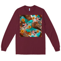 Burgundy western cowboy hat seamless pattern Long Sleeve Tee - BundleAndBundleShop