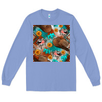 Colony Blue western cowboy hat seamless pattern Long Sleeve Tee - BundleAndBundleShop