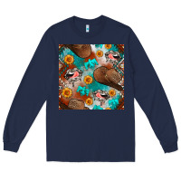 Navy western cowboy hat seamless pattern Long Sleeve Tee - BundleAndBundleShop