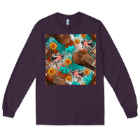 Plum western cowboy hat seamless pattern Long Sleeve Tee - BundleAndBundleShop