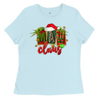 Baby Blue christmas maw claus Ladies Tee - FaDigitalArtStudio