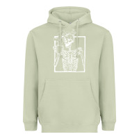 Matcha distressed skeleton vintage smiling skull drinking coffee Heavyweight Hoodie - artisFamous