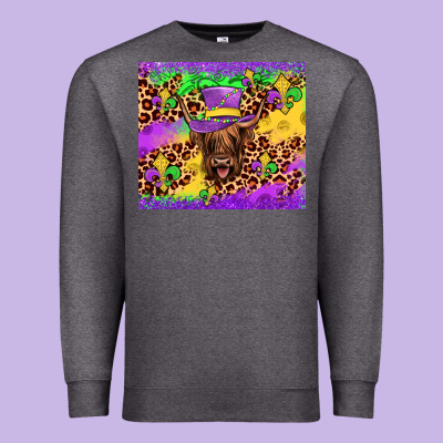 Highland Cow Mardi Gras Tumbler Premium Sweatshirt Designed By Jahusdesignshop