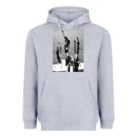 Heather Grey black power black fist 1968 olympics Heavyweight Hoodie - artisFamous