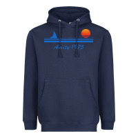 Navy amity island 1975 Heavyweight Hoodie - artisFamous