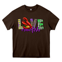 Chocolate Brown love crawfish mardi gras Heavy Core Tee - CowGirlArtShop