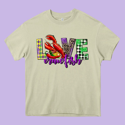 Love Crawfish Mardi Gras Heavy Core Tee Designed By Cowgirlartshop