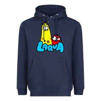 Navy larva cartoon Heavyweight Hoodie - artisFamous