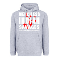 Heather Grey merciless indian savages Heavyweight Hoodie - artisFamous